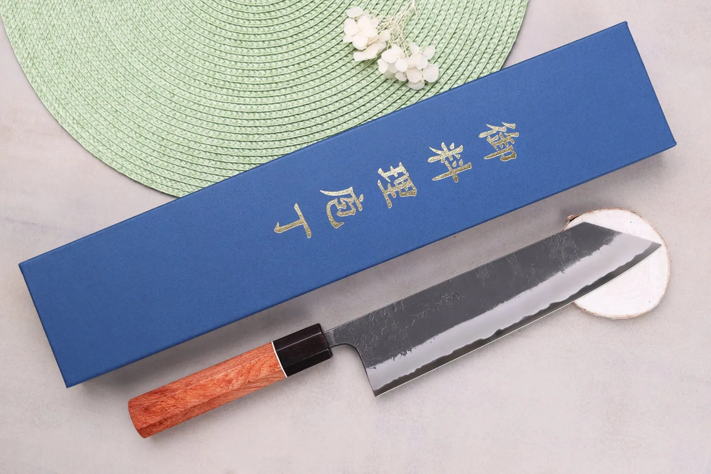 Couteau kiritsuke 21cm japonais artisanal Masashi Yamamoto BS1 Black Nashiji