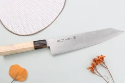 Couteau kiritsuke 21cm japonais artisanal Toshitaka Suminagashi SG2 Damas