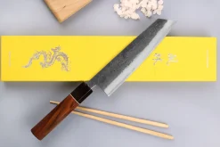 Couteau kiritsuke 18cm japonais artisanal Yuzo Black Nashiji