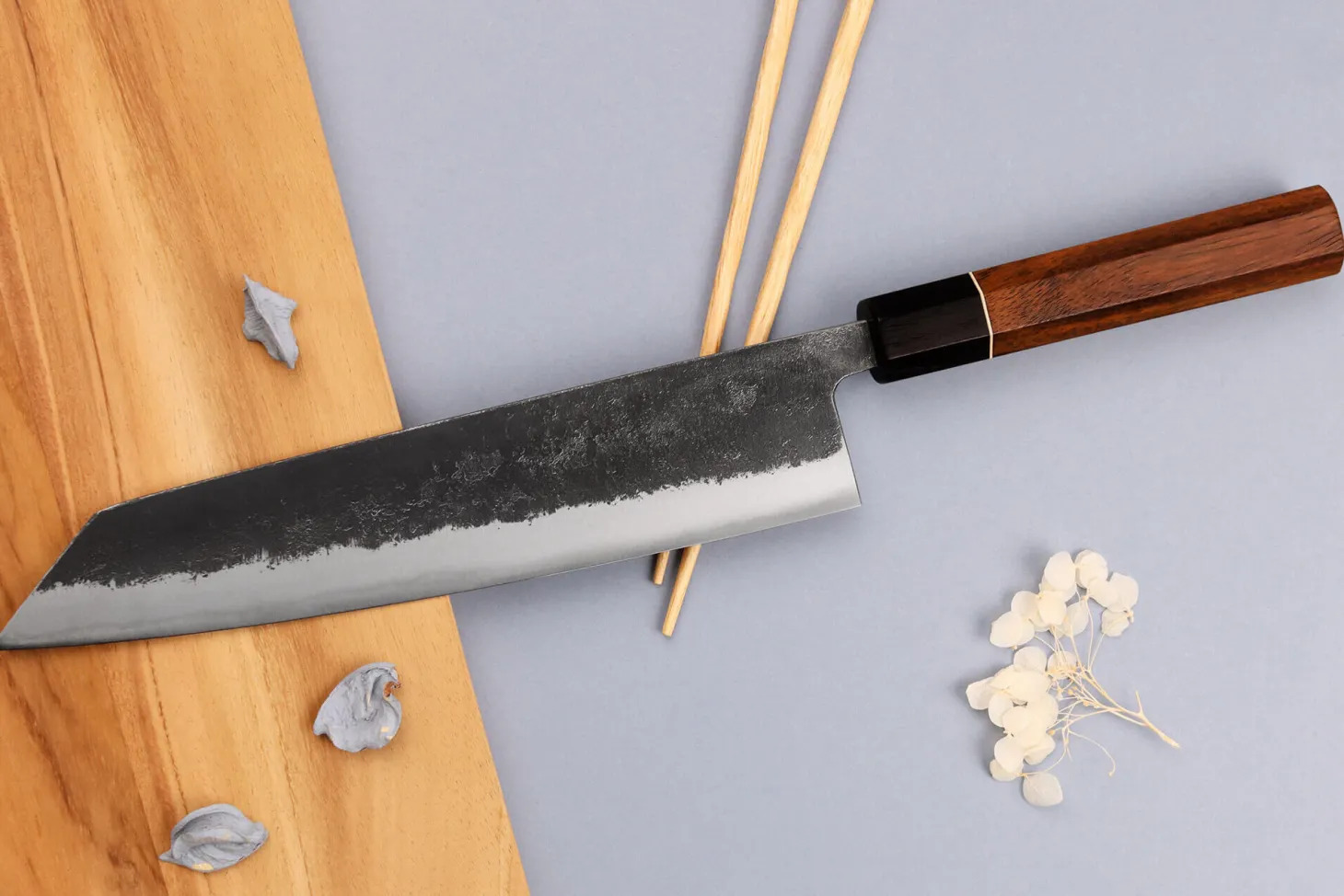 Couteau kiritsuke 24cm japonais artisanal Yuzo Black Nashiji
