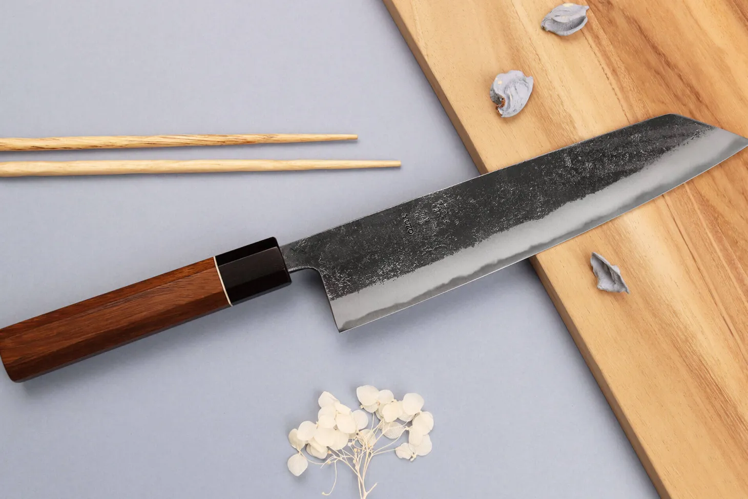 Couteau kiritsuke 24cm japonais artisanal Yuzo Black Nashiji