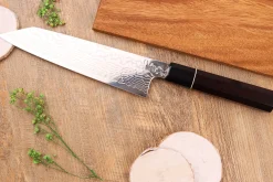 Couteau kiritsuke 21cm japonais artisanal Sukenari ZDP-189 damas manche en ébène