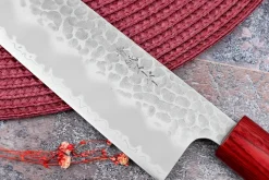 Couteau kiritsuke japonais artisanal Tsunehisa Aogami Super martelé 21cm