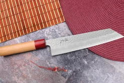 Couteau kiritsuke japonais artisanal Tsunehisa Aogami Super martelé 21cm