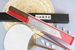 Couteau kiritsuke japonais artisanal Wusaki Unagi AUS10 damas 24cm manche chêne