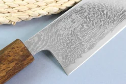 Couteau kiritsuke japonais artisanal Wusaki Unagi AUS10 damas 21cm manche chêne