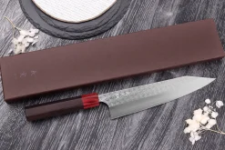 Couteau kiritsuke japonais artisanal Yoshimi Kato Minamo SG2 Tsuchime 21cm