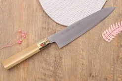 Couteau kiritsuke japonais artisanal Kasahara Shigehiro forgé par Yoshikazu Ikeda 21cm