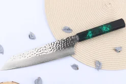 Couteau kiritsuke japonais 19cm Sakai Takayuki Nanairo Green Damas VG10