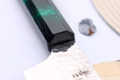 Couteau kiritsuke japonais 19cm Sakai Takayuki Nanairo Green Damas VG10