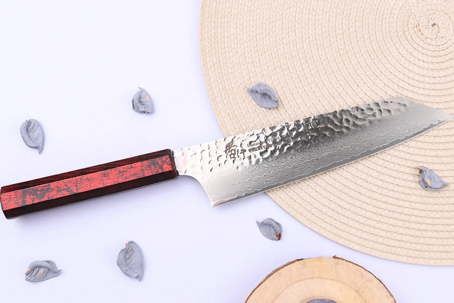 Couteau kiritsuke japonais 19cm Sakai Takayuki Nanairo Wine Damas VG10