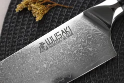 Couteau kiritsuke Wusaki Sakin Damas 10Cr 20cm manche en fibre de carbone et feuille d'or