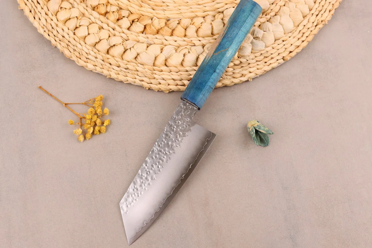 Couteau ko-bunka 13cm japonais artisanal Hado Shiosai VG10 manche bleu