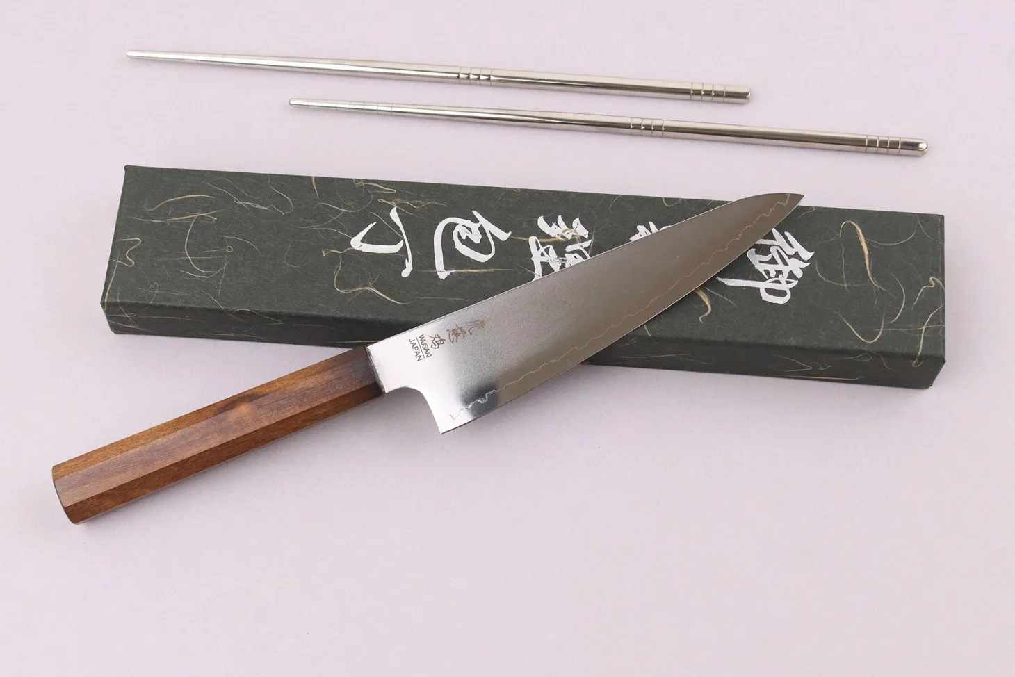 Couteau ko santoku 15cm japonais artisanal Wusaki Hikari SLD manche bubinga
