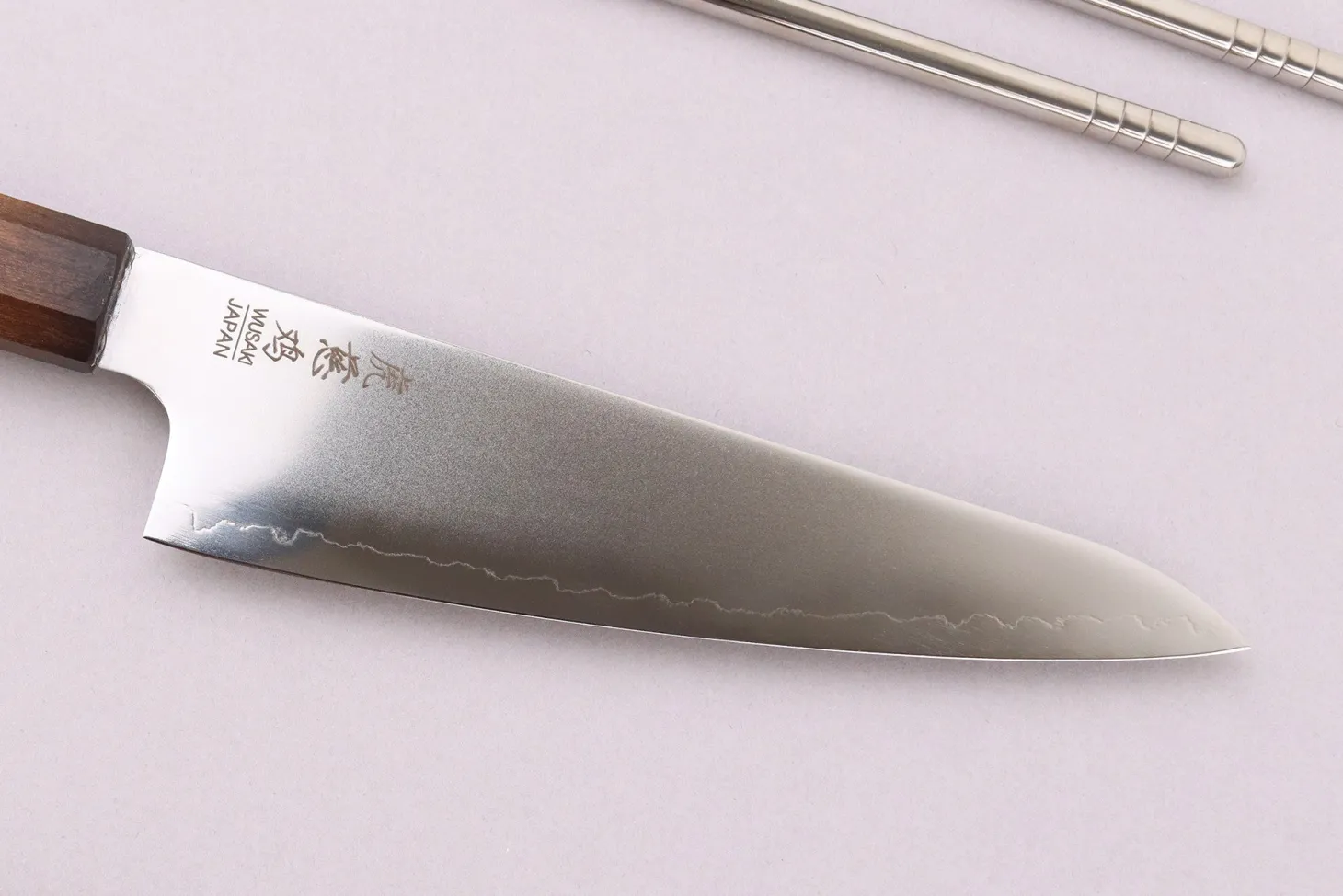 Couteau ko santoku 15cm japonais artisanal Wusaki Hikari SLD manche bubinga