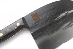 Couteau lame XL 17,5cm Wusaki BIG ONE brut de forge acier et manche carbone avec feuille d'or + étui cuir