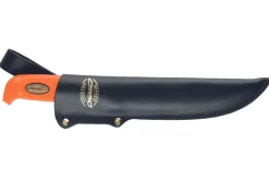 Couteau Marttiini Hunter's Carving Martef 935024 lame 15cm manche caoutchouc orange + étui