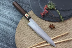 Couteau éminceur japonais artisanal haut de gamme Yoshikazu Ikeda damas Blue Steel 1 19cm