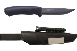 Couteau Mora Bushcraft Survival 11742 lame noire carbone 10,9cm manche caoutchouc noir avec allume feu + étui