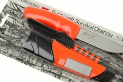 Couteau Mora Bushcraft Survival 12051 lame inox 10,9cm manche caoutchouc orange avec allume feu + étui