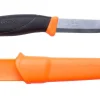 Couteau Mora Companion 11824 lame inox 10,4cm manche caoutchouc noir/orange + étui