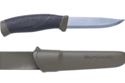 Couteau Mora Companion MG 11863 lame carbone 10,4cm manche caoutchouc noir/kaki + étui