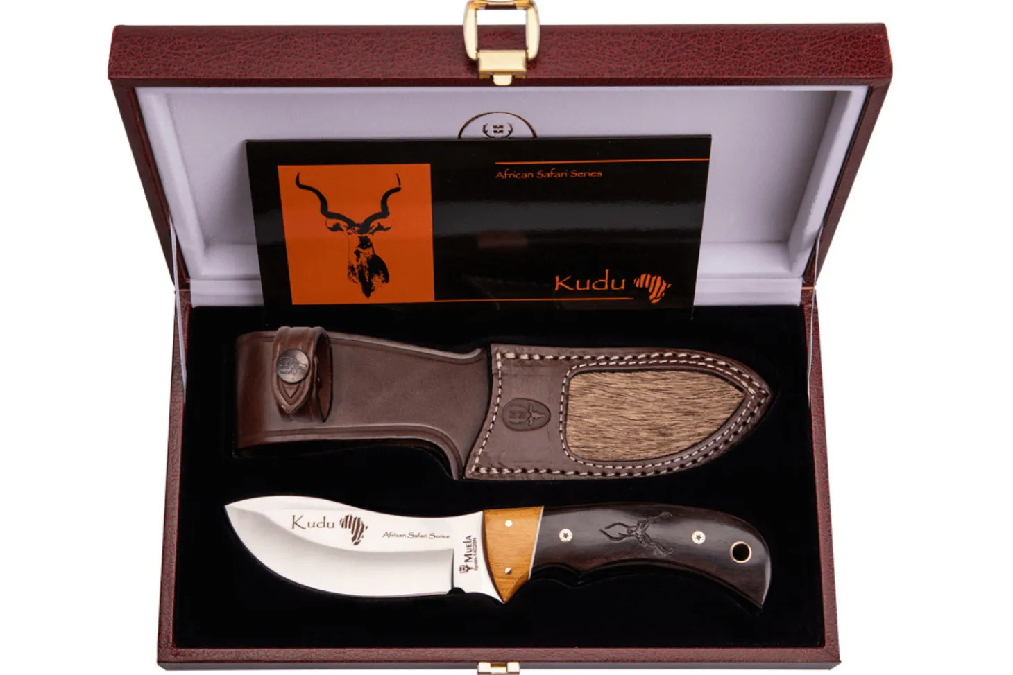 Couteau Muela Kudu 9278 série limitée lame 10cm manche en bois de granadillo et d'asteropeia + étui en cuir