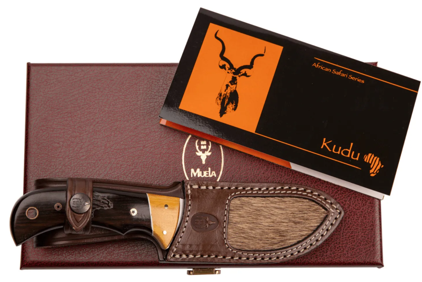 Couteau Muela Kudu 9278 série limitée lame 10cm manche en bois de granadillo et d'asteropeia + étui en cuir