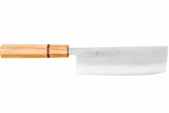 Couteau nakiri 16,5cm japonais artisanal Yuzo SLD olivier et sequoia