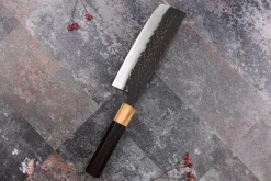Couteau nakiri 16,5cm japonais artisanal Yuzo Black SLD ébène et olivier