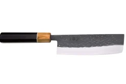 Couteau nakiri 16,5cm japonais artisanal Yuzo Black SLD ébène et olivier