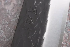 Couteau nakiri 16,5cm japonais artisanal Yuzo Black SLD ébène et cognassier