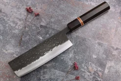 Couteau nakiri 16,5cm japonais artisanal Yuzo Black SLD ébène et cognassier