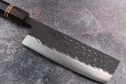 Couteau nakiri 16,5cm japonais artisanal Yuzo Black SLD ébène et cognassier