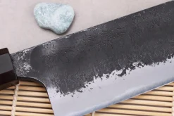 Couteau nakiri 16,5cm japonais artisanal Naoki Mazaki WS2 Black Nashiji