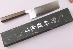 Couteau nakiri 16cm japonais artisnal Wusaki Hikari SLD manche bubinga