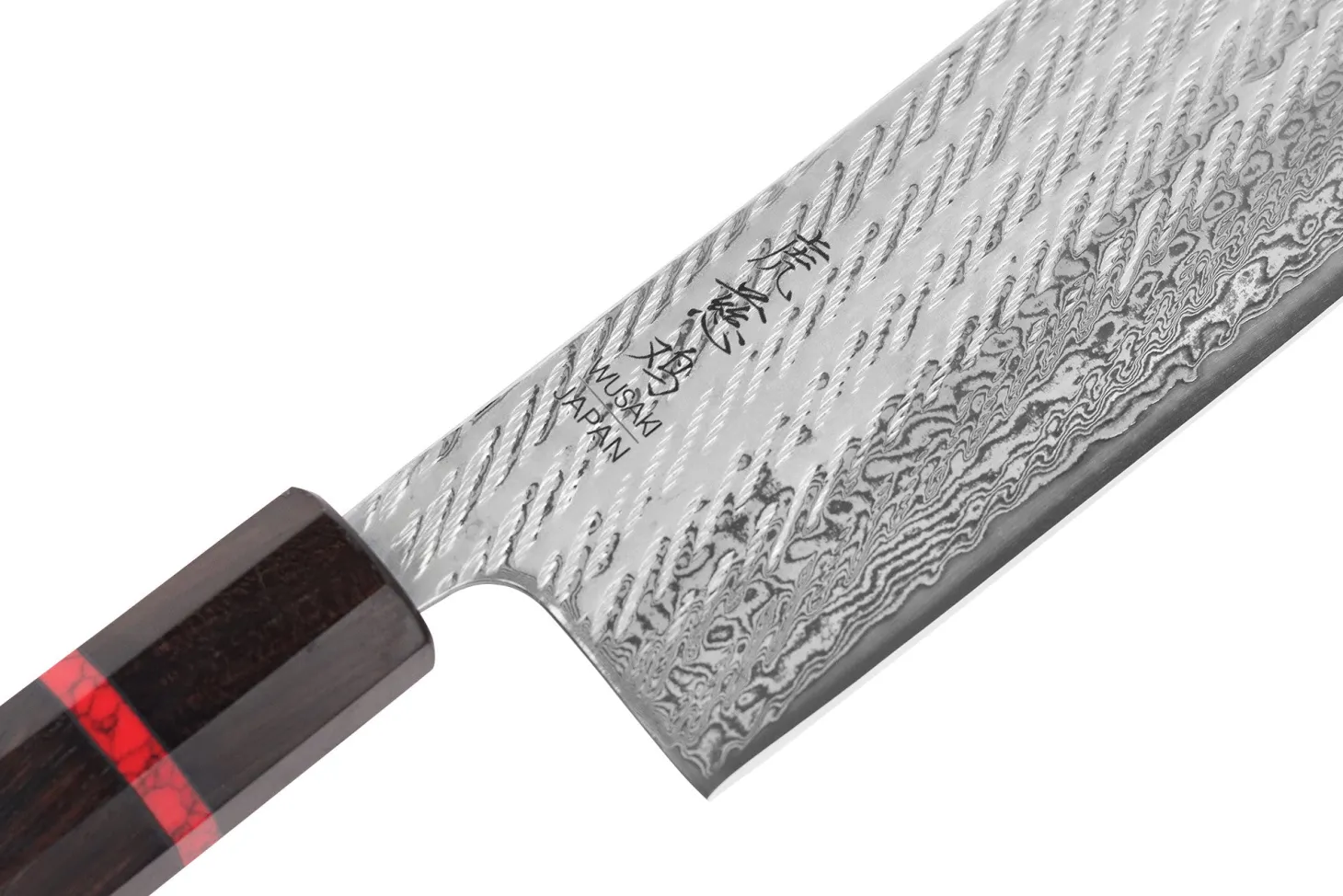 Couteau nakiri 16,5cm japonais artisanal Wusaki Nawame AUS10 damas