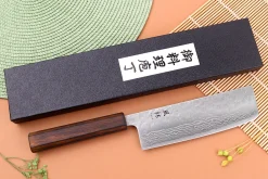 Couteau nakiri 16,5cm japonais artisanal Yuzo Enju Damas 440C
