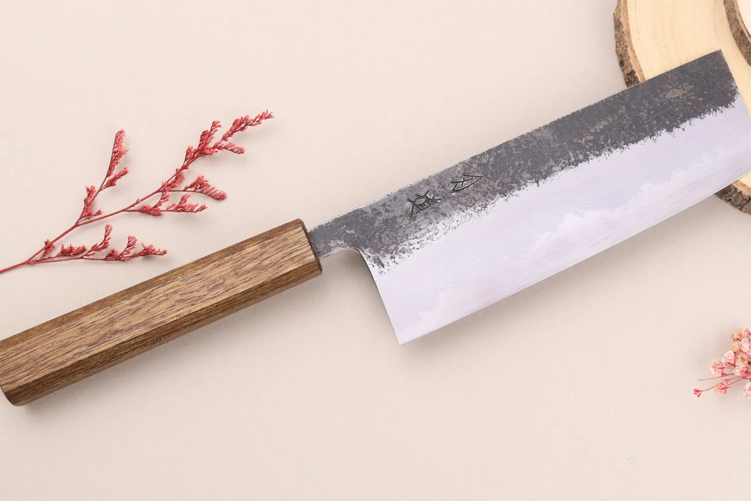 Couteau nakiri 16,5cm japonais artisanal Hado Sumi B1D manche en chêne
