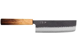 Couteau nakiri 16,5cm japonais artisanal Yuzo Black AS chêne brûlé