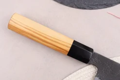 Couteau nakiri 16,5cm japonais artisanal Hinoura Mutsumi Ajikataya Black Nashiji
