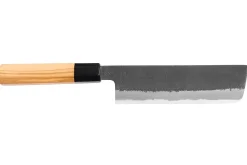 Couteau nakiri 16,5cm japonais artisanal Hinoura Mutsumi Ajikataya Black Nashiji