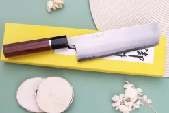 Couteau nakiri 16,5cm japonais artisanal Toshihiro Wakui Shirogami 2 San Maï poli