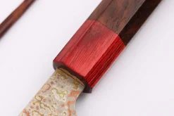 Couteau nakiri 16cm japonais artisanal Takeshi Saji VG10 Rainbow Nashiji