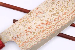 Couteau nakiri 16cm japonais artisanal Takeshi Saji VG10 Rainbow Nashiji