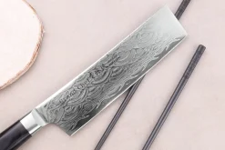 Couteau nakiri 16cm japonais Sakai Takayuki Grand Chef Seigaiha Damas 45 couches