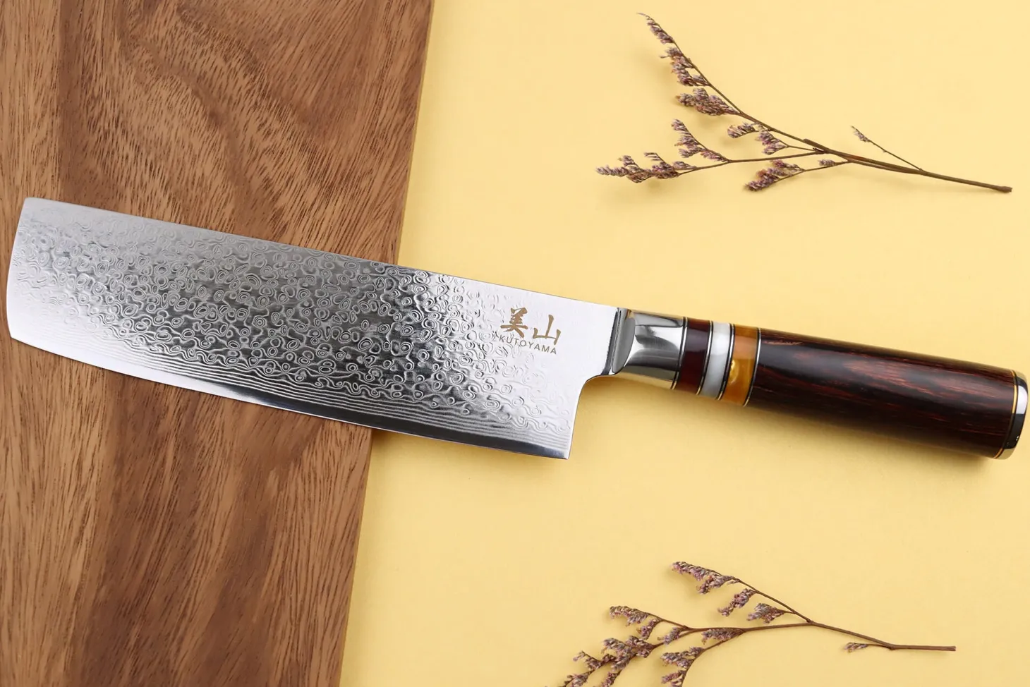 Couteau nakiri 17cm Kutoyama damas pakka rainbow