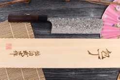 Couteau nakiri japonais artisanal Takeshi Saji R2 Nickel Damas 16,5cm