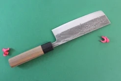 Couteau nakiri japonais artisanal Wusaki Nakata BS2 16.5cm manche en noyer