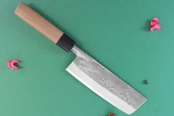 Couteau nakiri japonais artisanal Wusaki Nakata BS2 16.5cm manche en noyer